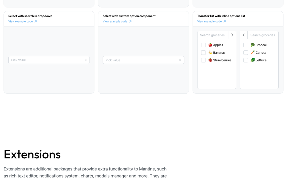 Mantine website screenshot