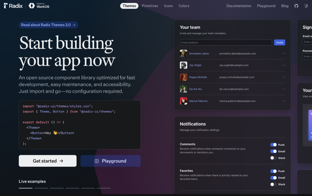 Radix UI website screenshot